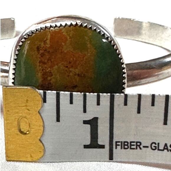 Marked Cuff Bracelet Southwestern Green Turquoise Native American Silver - Picture 6 of 7